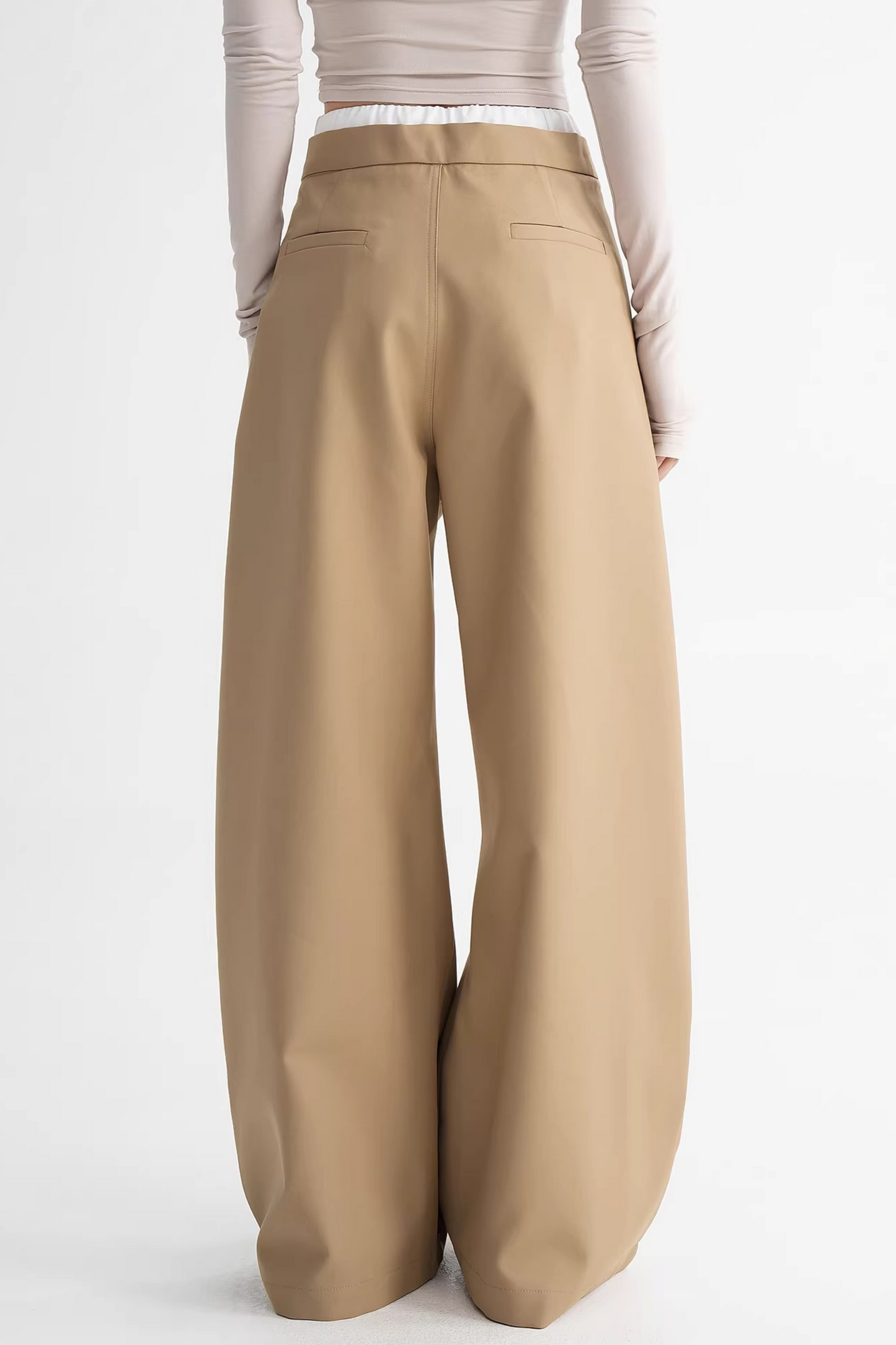 Elegant Color-Blocking Wide-Leg Pants