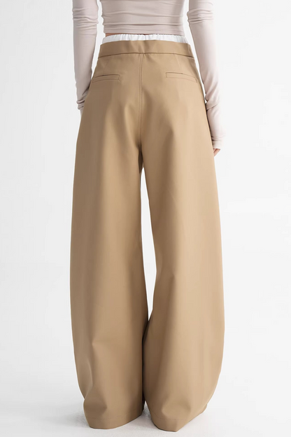 Elegant Color-Blocking Wide-Leg Pants