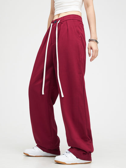 American Retro Drape Lace-up Pants