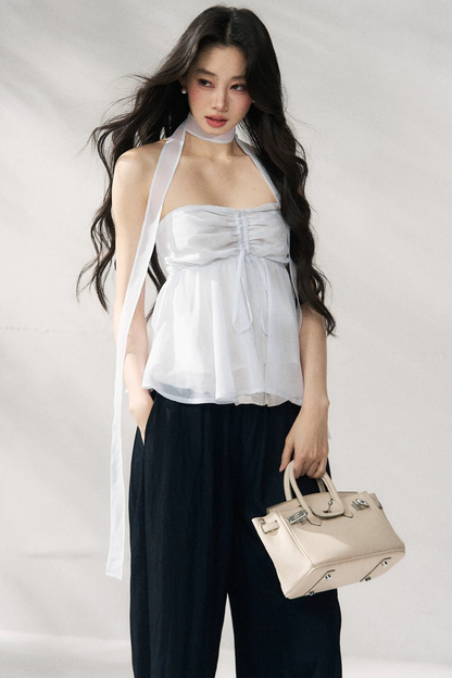 Two-Tone Halter Tube Top