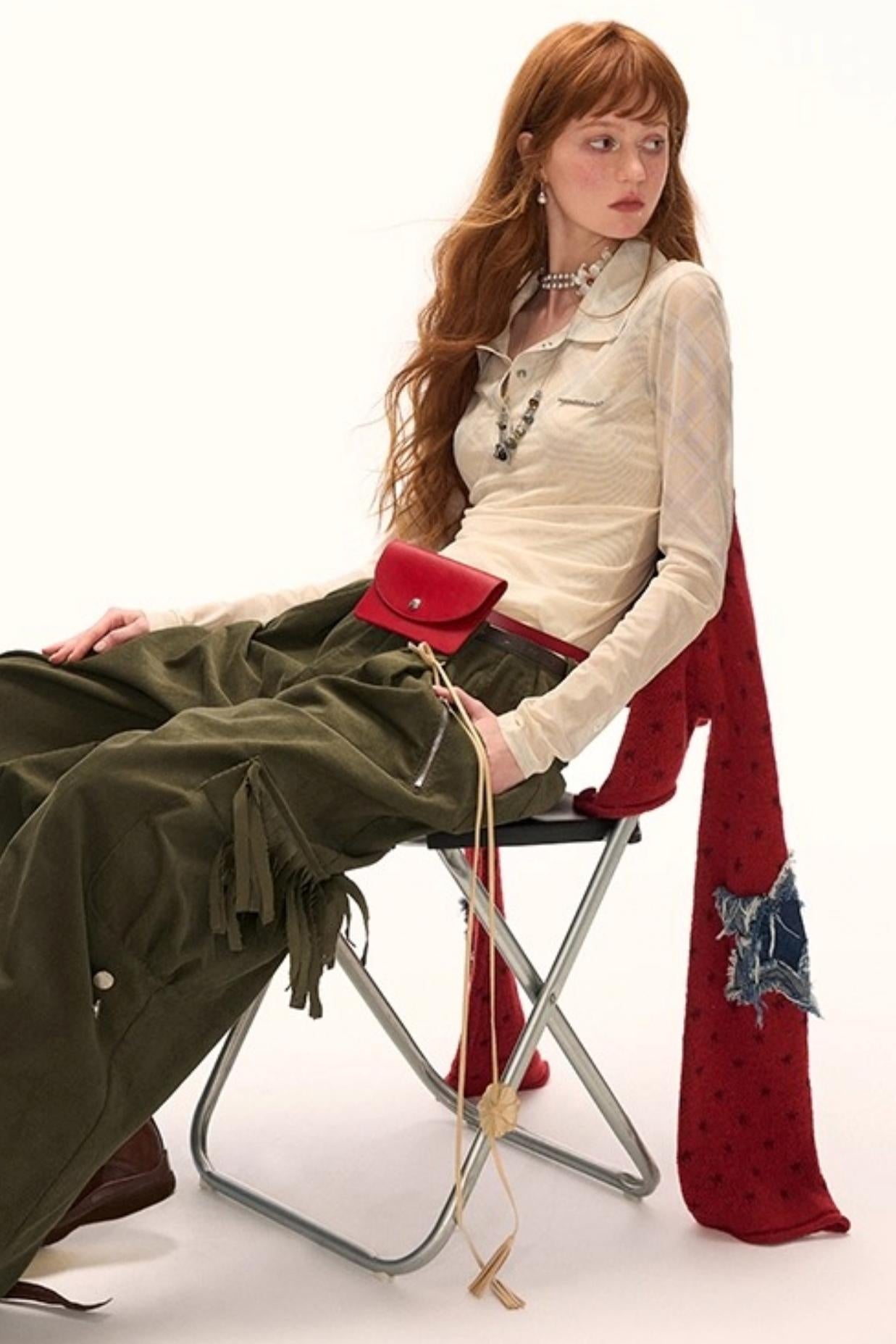 Luxury Slim Plaid Mesh Tee