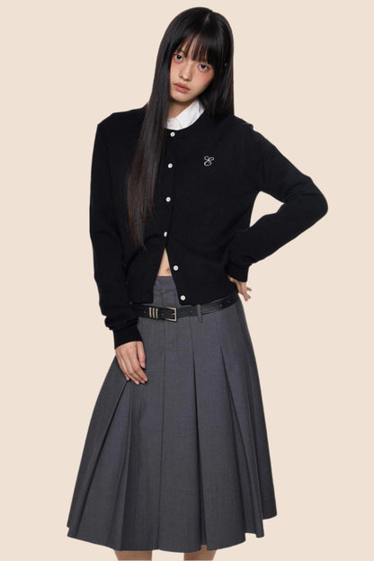 Embroidered Cropped Knit Sweater Cardigan