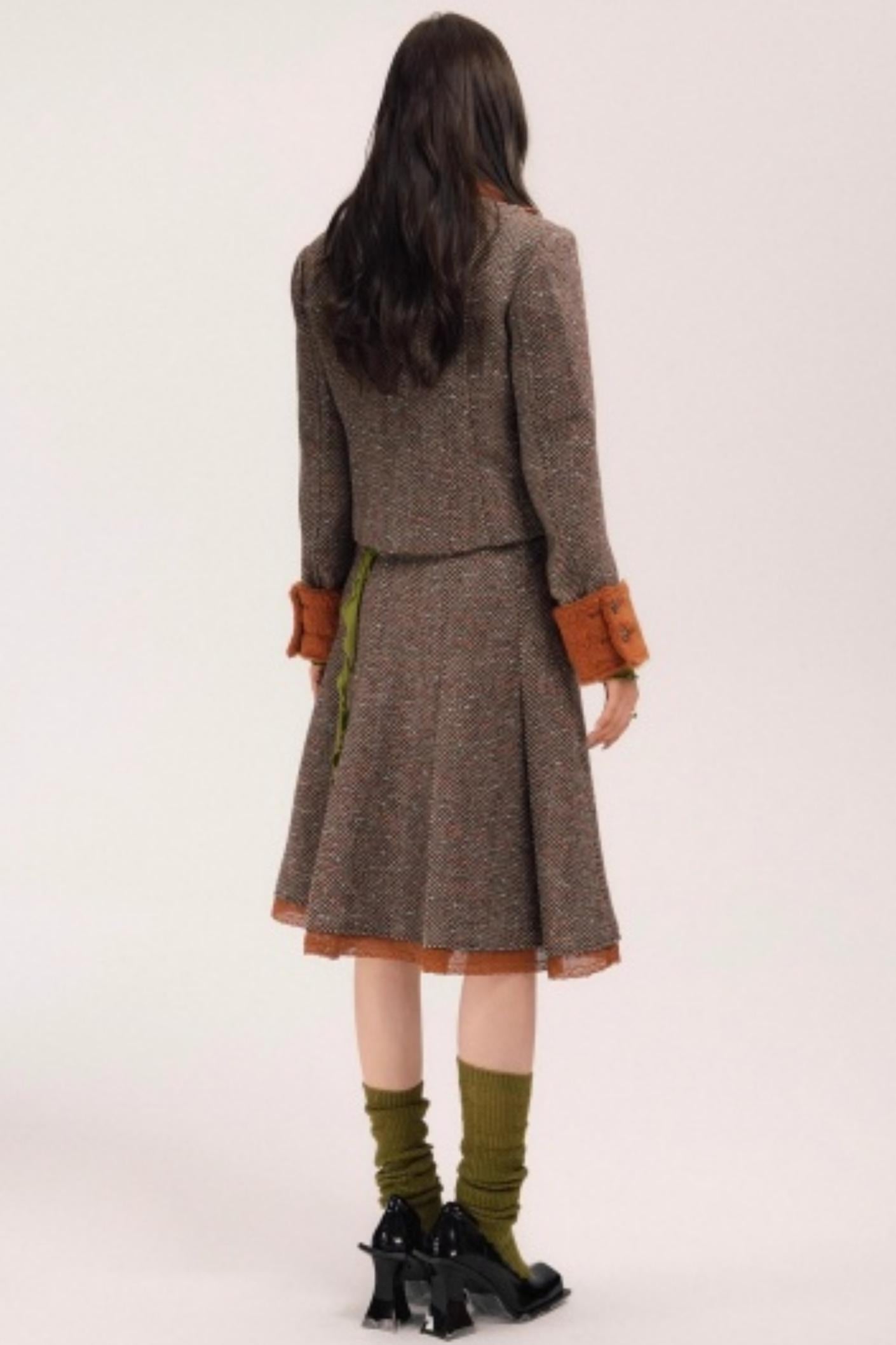 Vintage Wool Herringbone Coat Skirt Set-Up