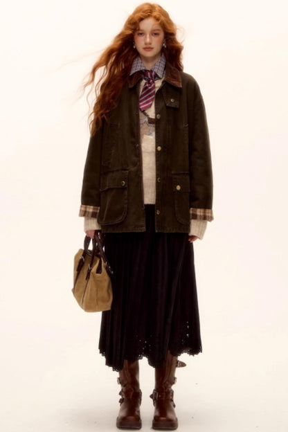 Pleated Suede Lace Skirt