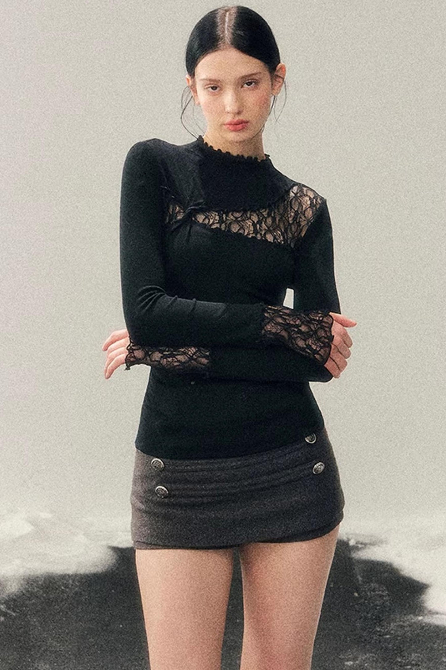 Woolen A-Line Skirt Pants