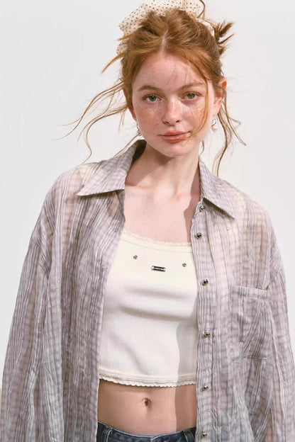 Plaid Mesh Summer Shirt Jacket