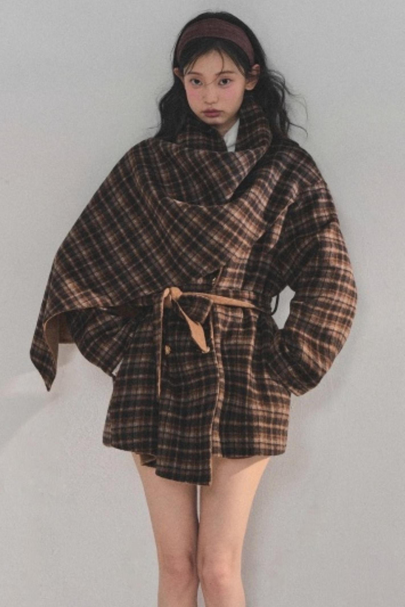 Winter Plaid Wool Coat