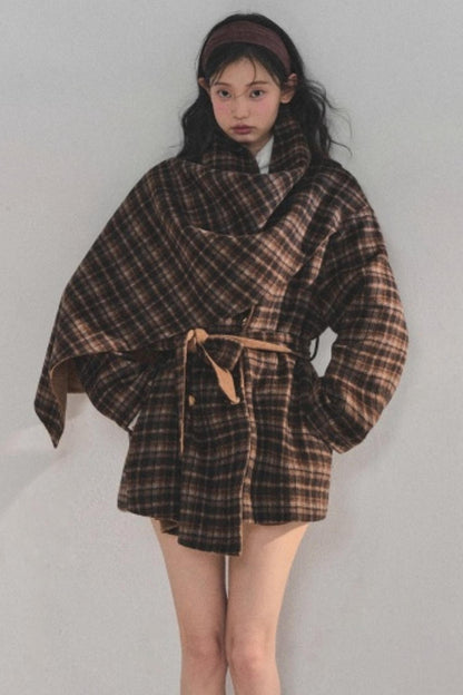Winter Plaid Wool Coat