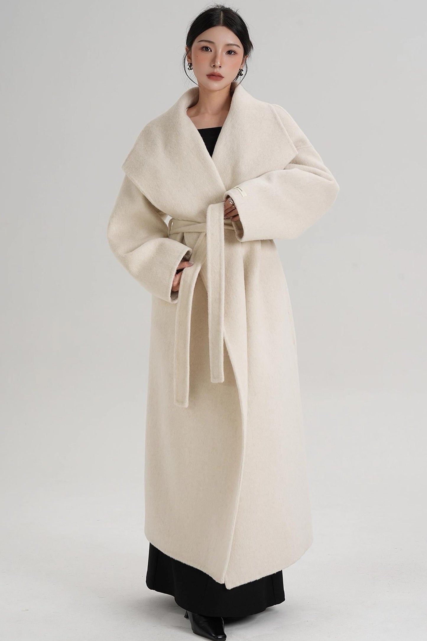 Large Lapel Long Wool Coat