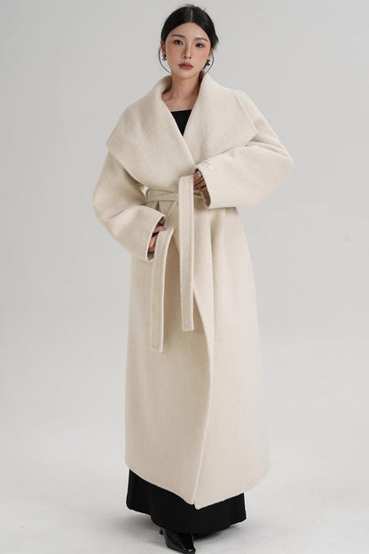 Large Lapel Long Wool Coat