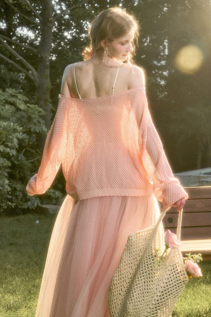 Galaxy Ice Silk Hollow Cardigan