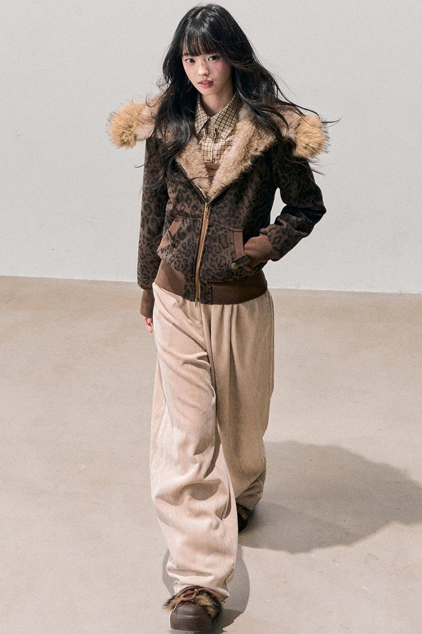 Fleece-Lined Wide-Leg Pants