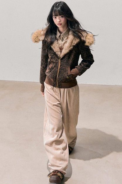 Fleece-Lined Wide-Leg Pants