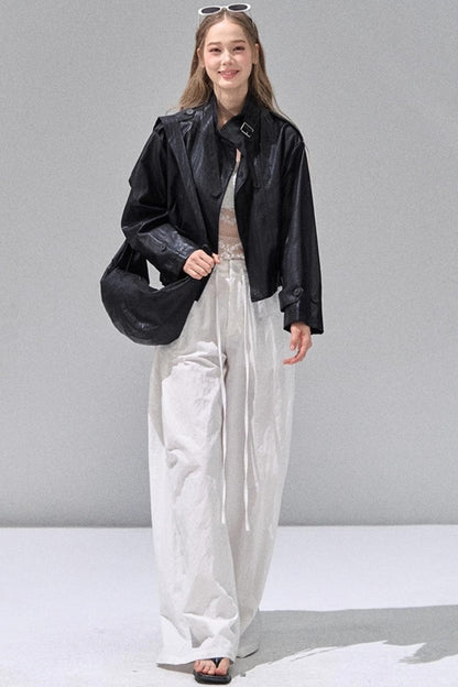 Black Leather Short Jacket