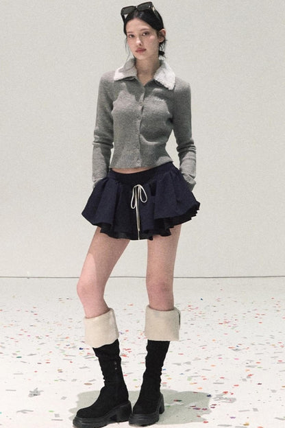 Plaid Color-Blocked A-Line Skirt