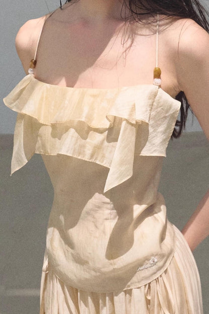 Summer Ruffled Camisole Skirt Set-Up