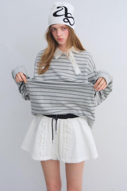 Retro Lace Collar Sweatshirt