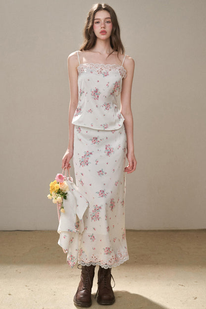 Comfortable Embroidery Top & Skirt Set-Up