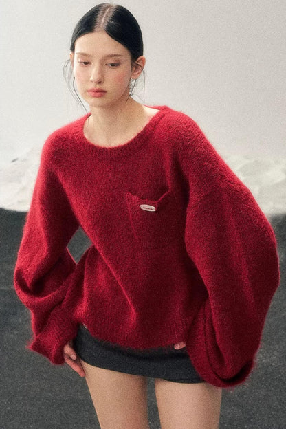 Winter Mohair Red Sweater