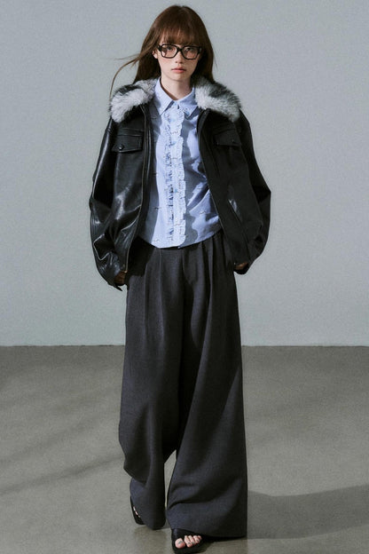 Lazy Silhouette Vintage Biker Jacket