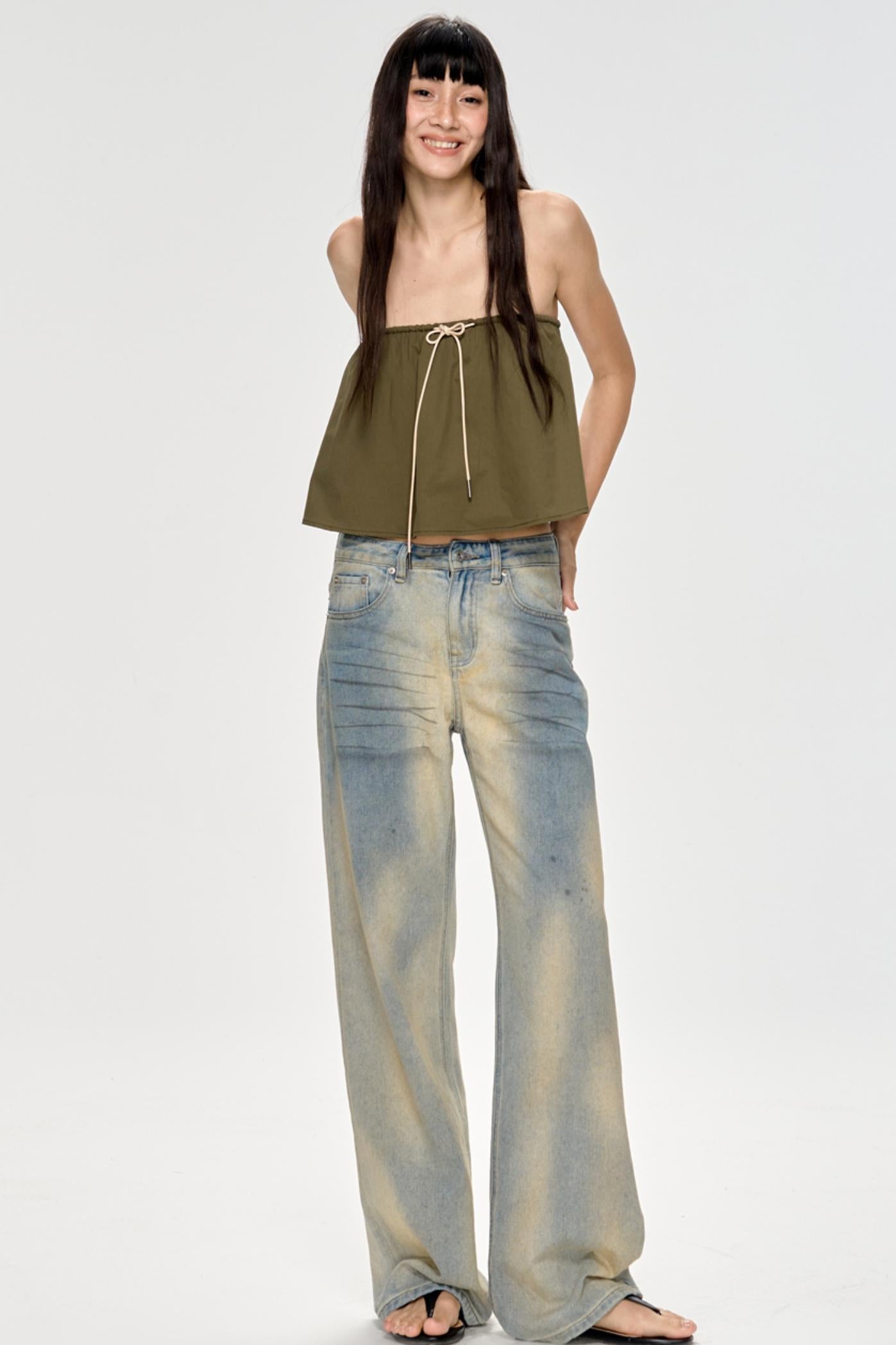 Bright Blue Backless Plunge Top