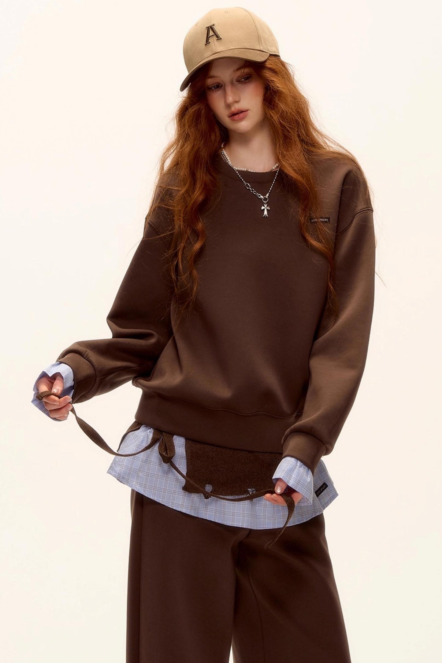 Plaid Patchwork Knit Sweater Set-Up