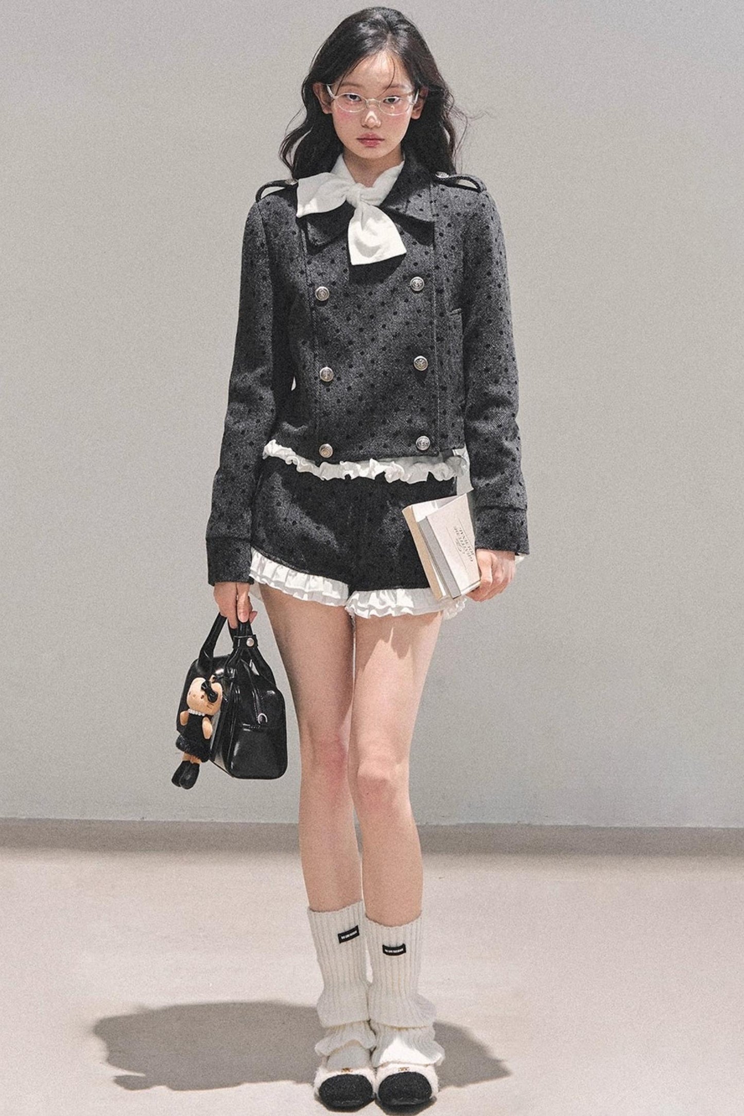 Ruffled Lace Bow Top