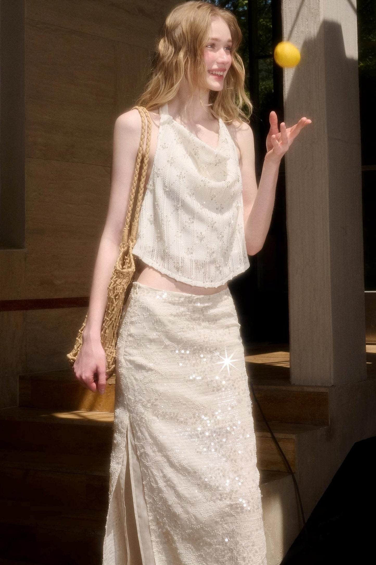 Celestial Slouchy Suit With Knit Skirt Set-Up