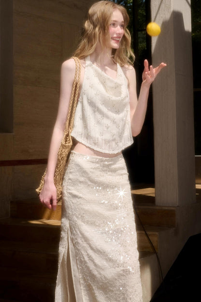 Celestial Slouchy Suit With Knit Skirt Set-Up