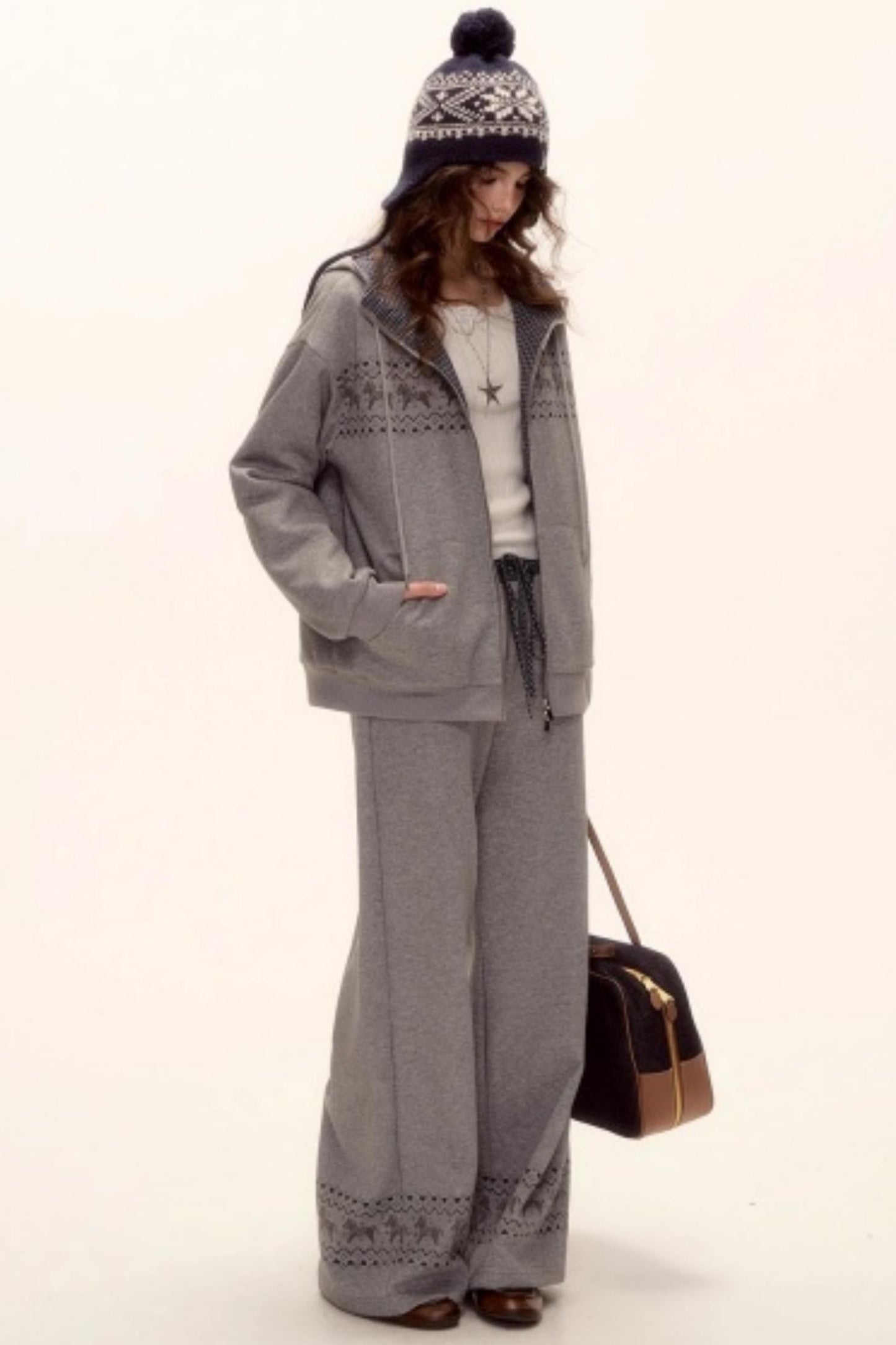 Fair Isle Quilted Jacket Pants Set-Up