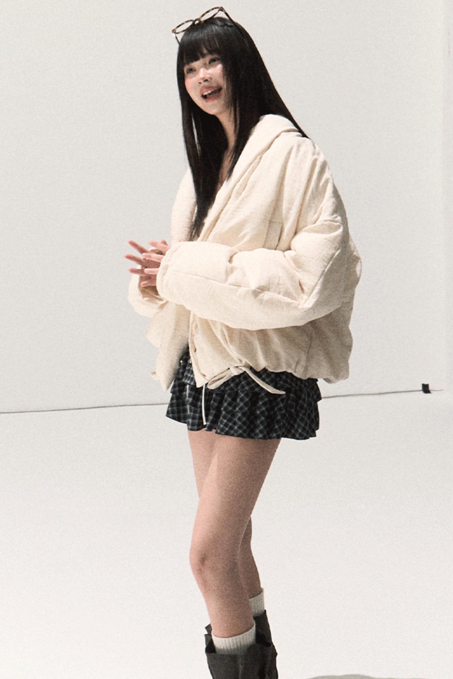 Shrine Plaid Woolen Cake A-Line Skirt