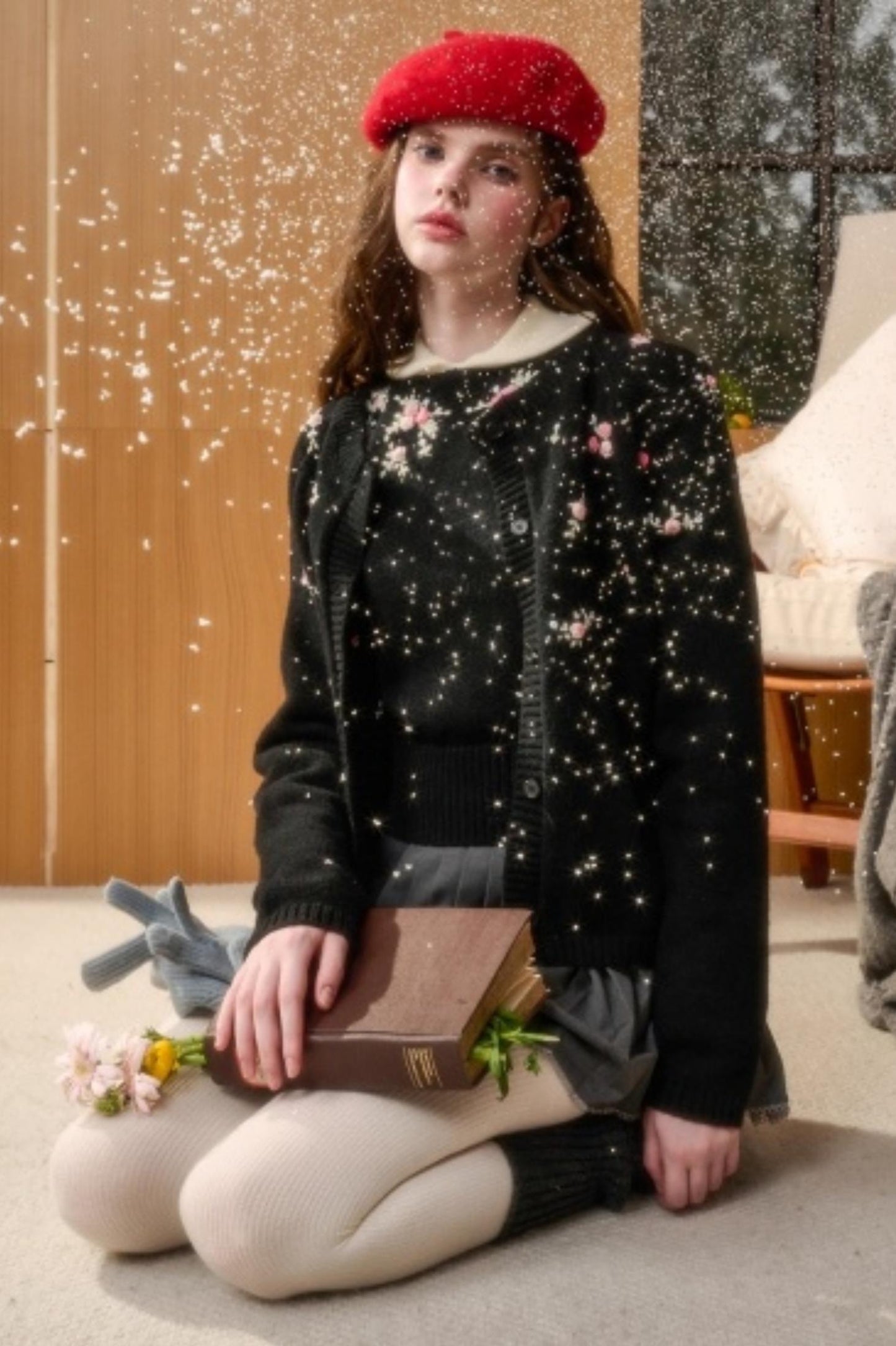 Hand-Embroidered Wool Cardigan