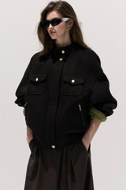 Tencel Wool Pleats Wide-Leg Pants