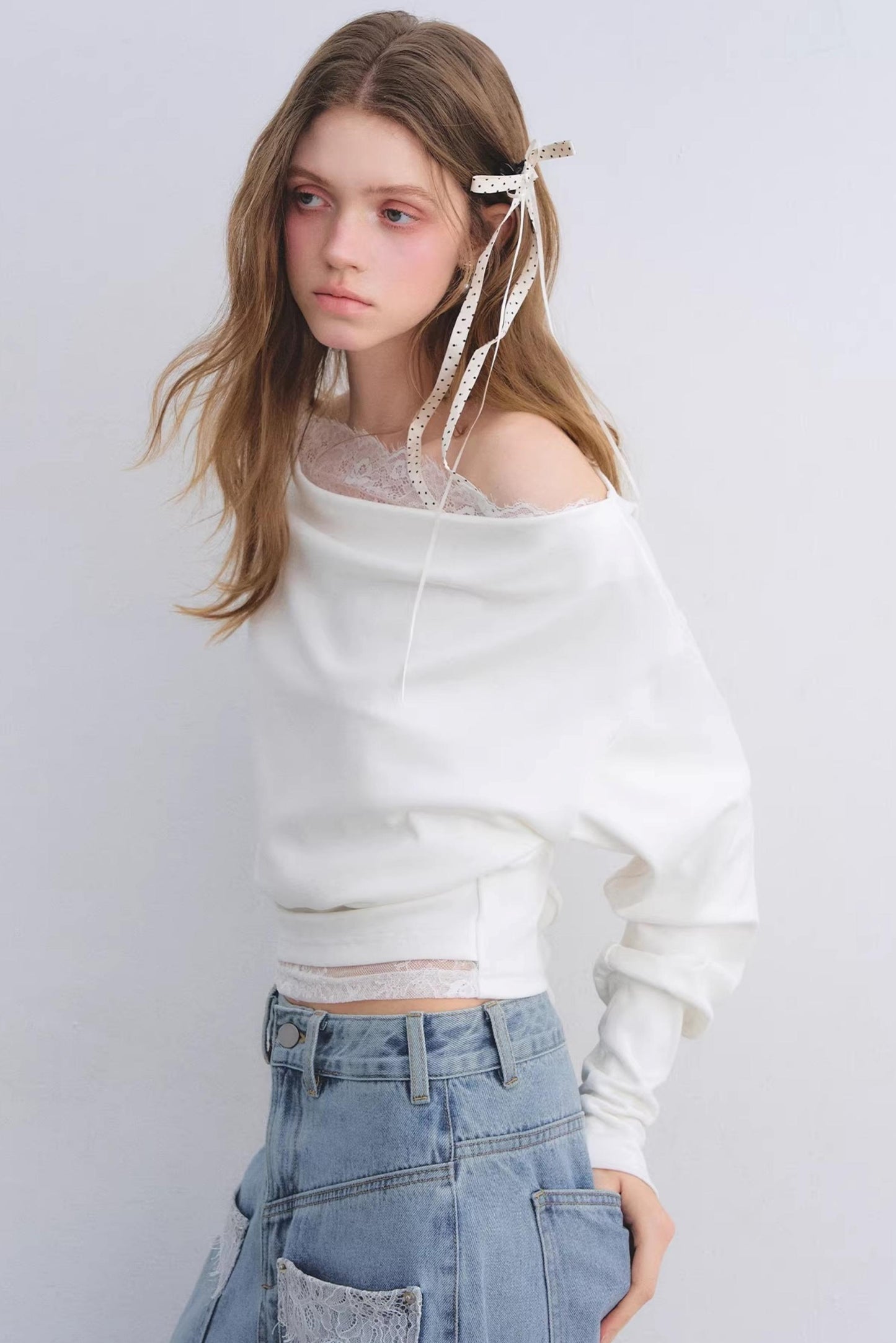 Lace Patchwork Turtleneck Top