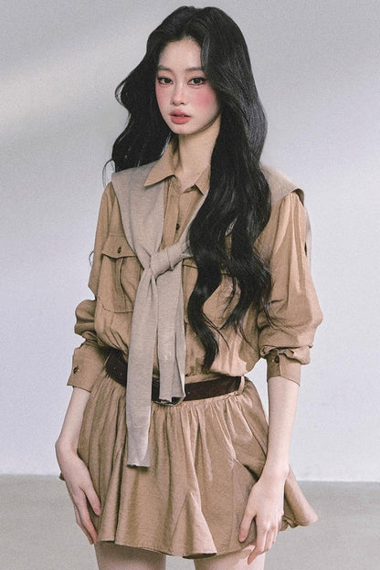 Plaid Two-Piece Winter Dress Set-Up