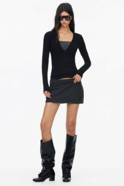 Asymmetrical Wool Coat Skirt Set-Up