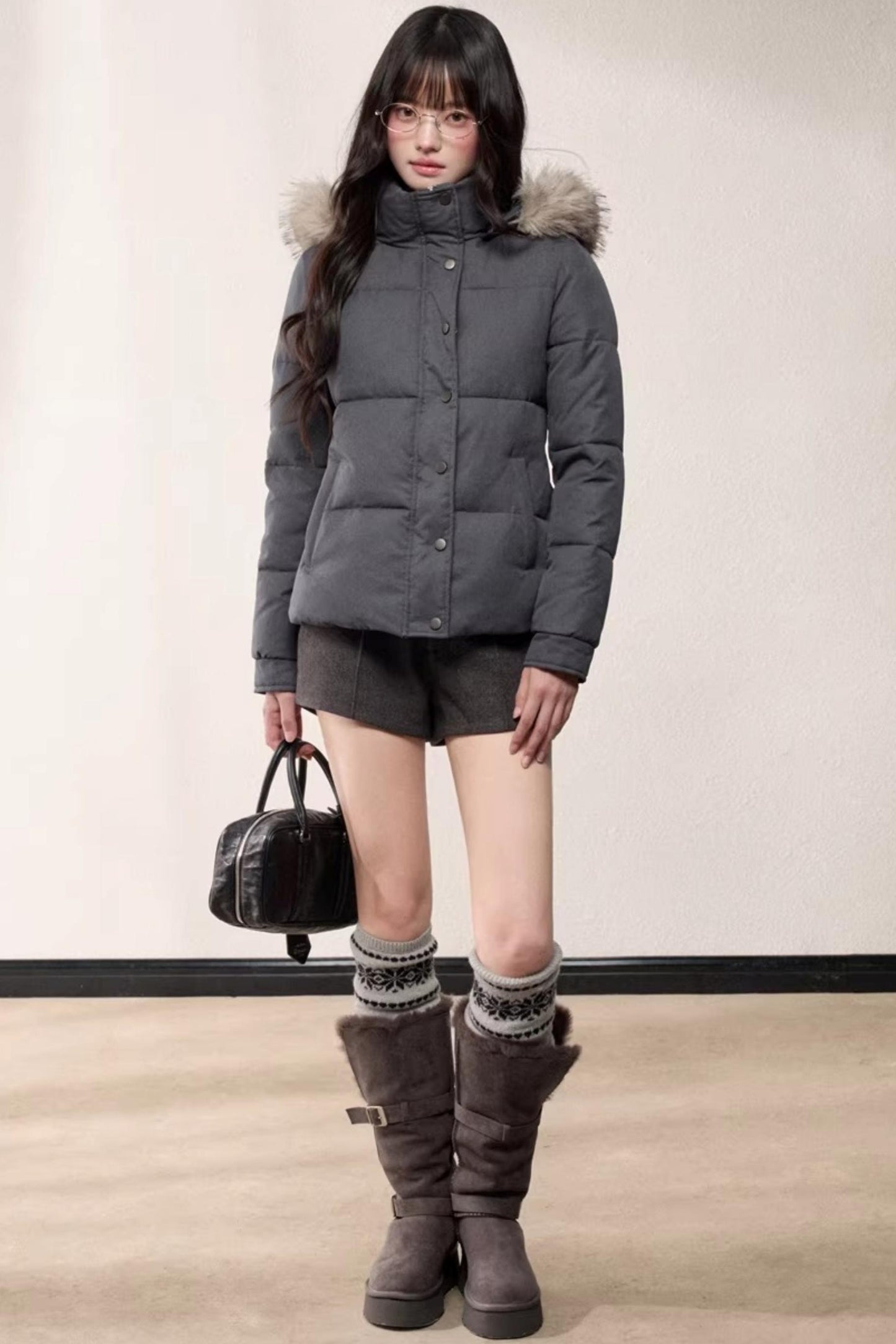 Stand-Up Fur Collar Down Jacket