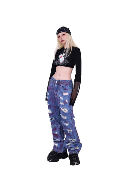 Genderless loose jeans pants