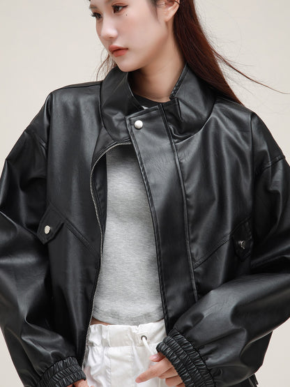 American Retro Loose Biker Leather Jacket