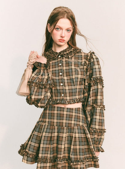 Retro Short Plaid -Hemd