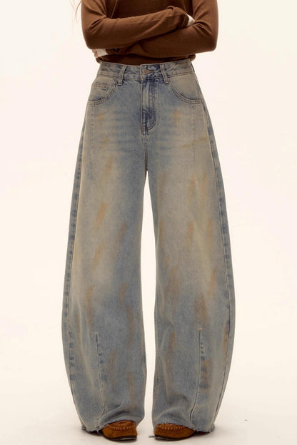 Vintage Washed Distressed Denim Pants