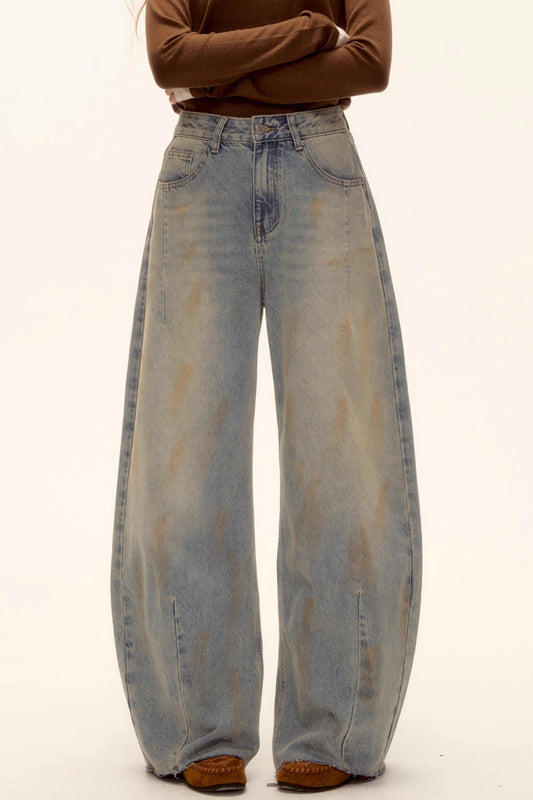 Vintage Washed Distressed Denim Pants