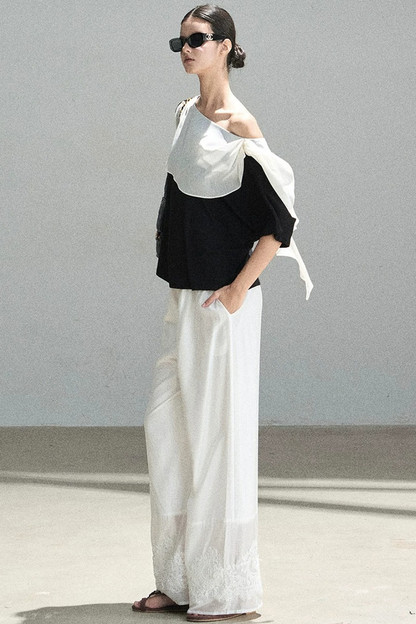 Black and White Off-Shoulder Top