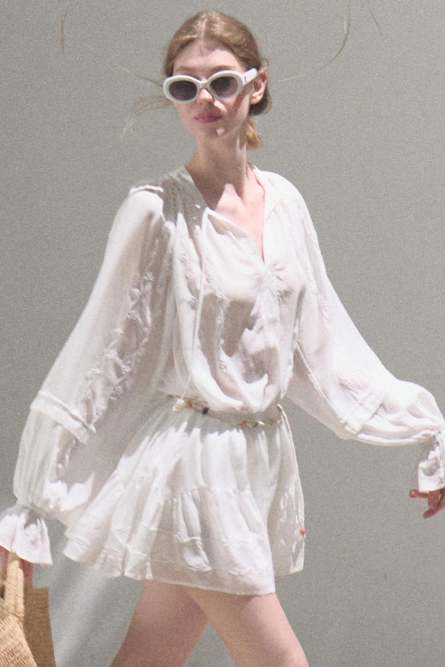 Relaxed Bubble Sleeve Skirt Set-Up