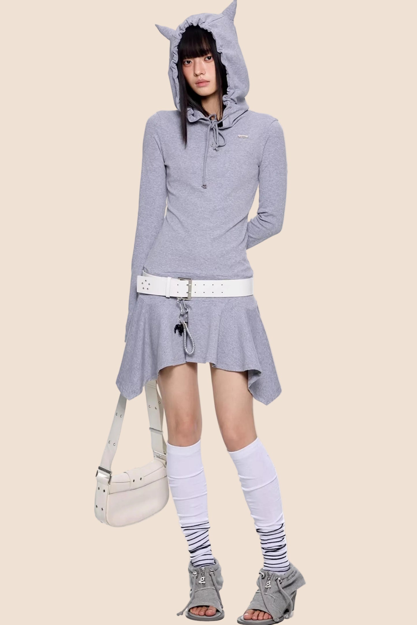 Retro Y2K Gestreiftes Kapuzenkleid