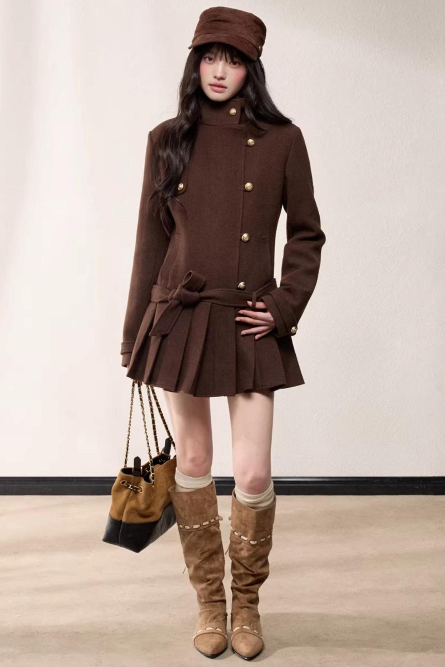 Stand-Up Collar Woolen Coat
