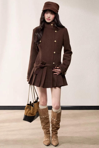Stand-Up Collar Woolen Coat
