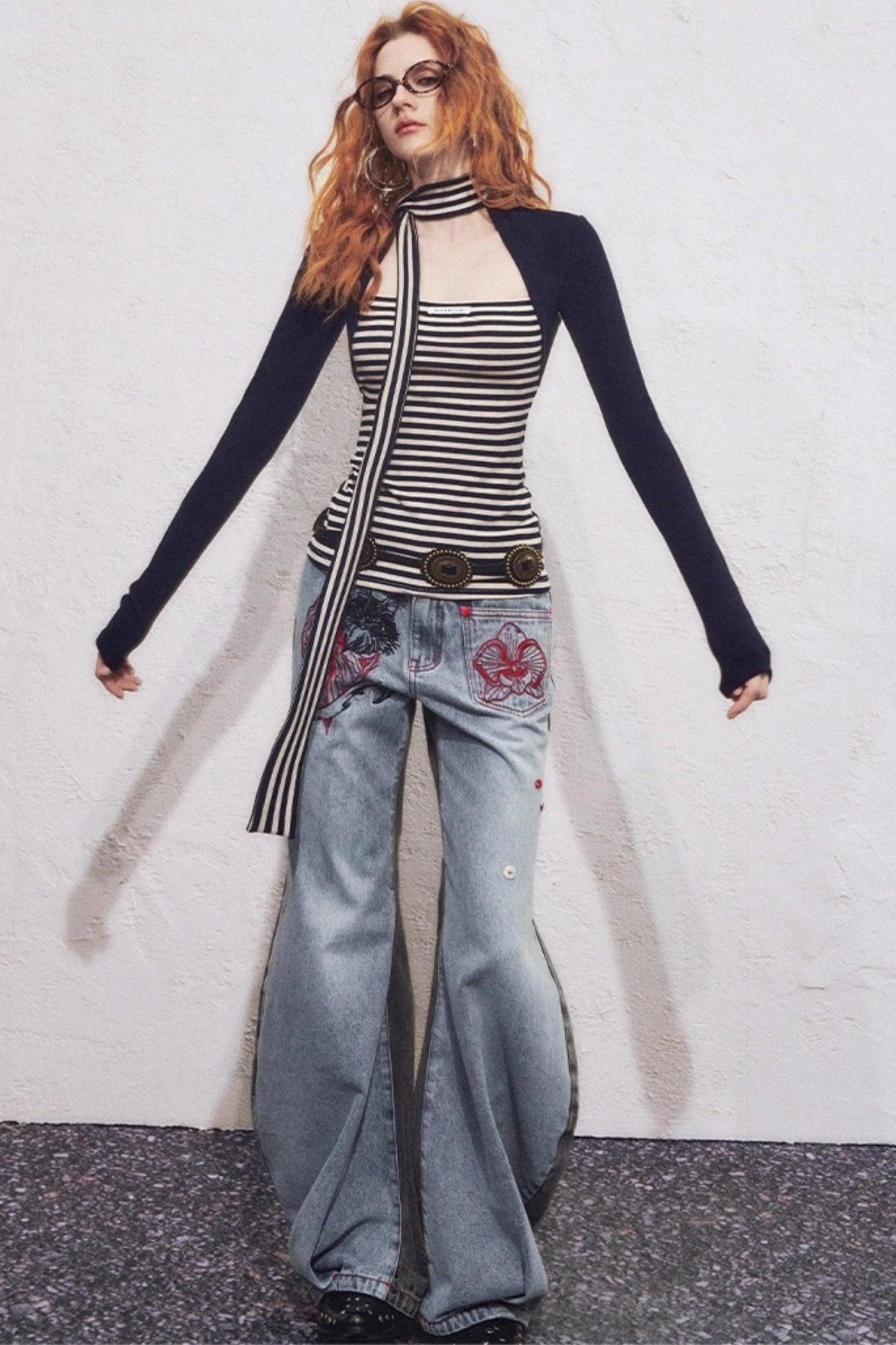 Fake Two Slimming Striped Knit Top