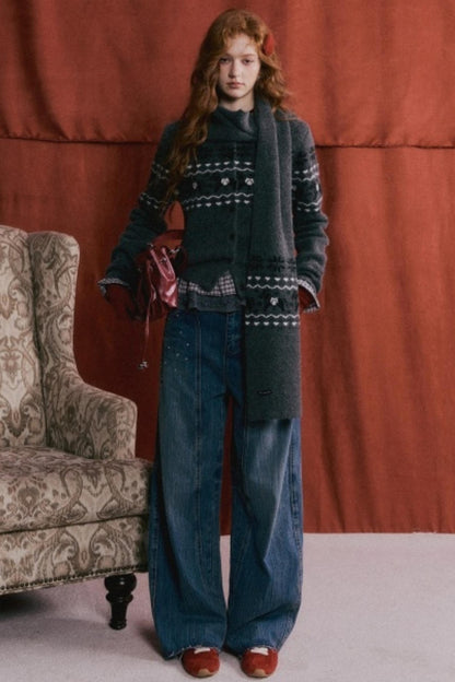 Fair Isle Wool Cardigan Set-Up