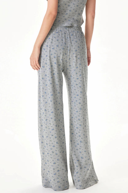 Floral Placket Blouse and Pants Set-Up